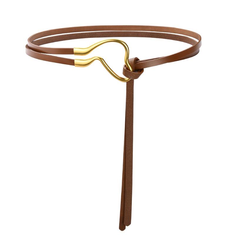 Belt Leather Women'S Simple Thin Belt Women'S Suit Dress Knotted Fashion Belt