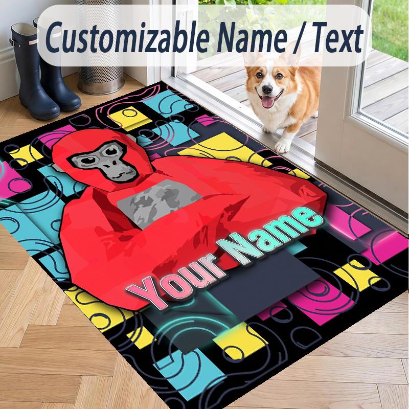 Custom Text Gorilla Tag cartoon Pattern Floor Rug Soft Indoor Carpet Mat Living Room Bedroom