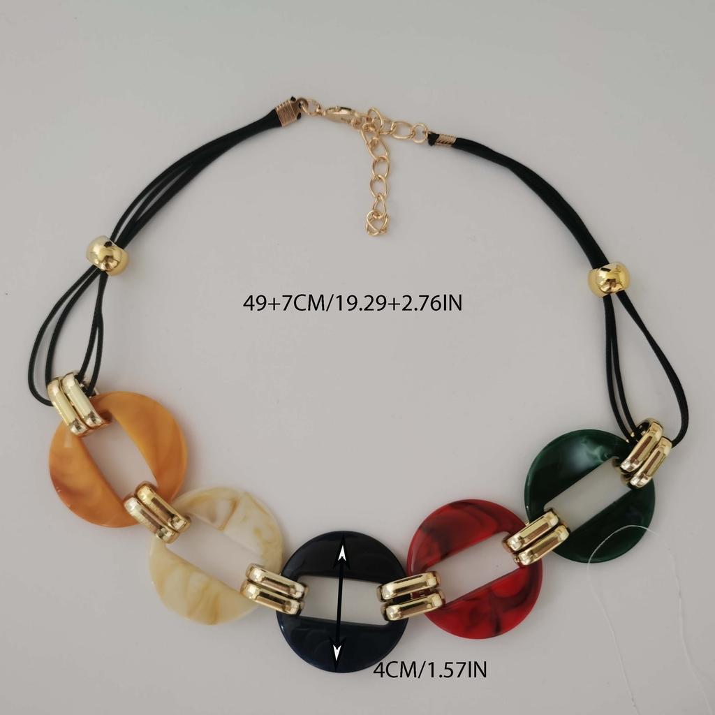 Винтажное ожерелье из акрила в стиле бохо-шик с кисточкой, регулируемая цепочка, идеально подходит для повседневного и праздничного ношения