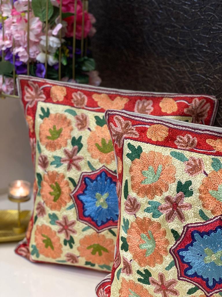 Pair of Kashmiri Cushion Covers- 16*16 Inches