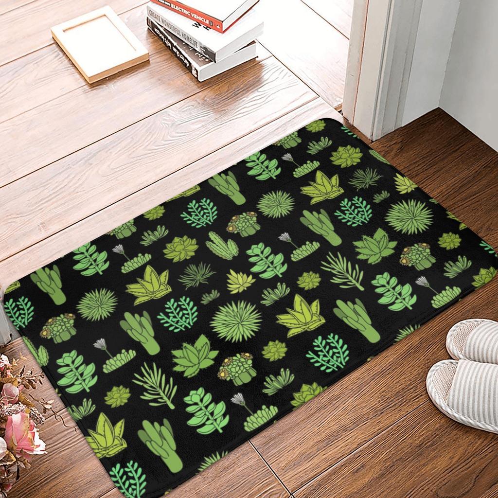 Cute Desert Cactus Succulents Front Door Mat Anti-Slip Outdoor Quick Dry Cacti Plants Doormat Bedroom Entrance Rug Carpet