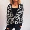 Sueter Mujer Invierno 2025 Korean Version Autumn and Winter Zebra Pattern Knitted Cardigan O Neck  Casual Button Jacket KCR4356