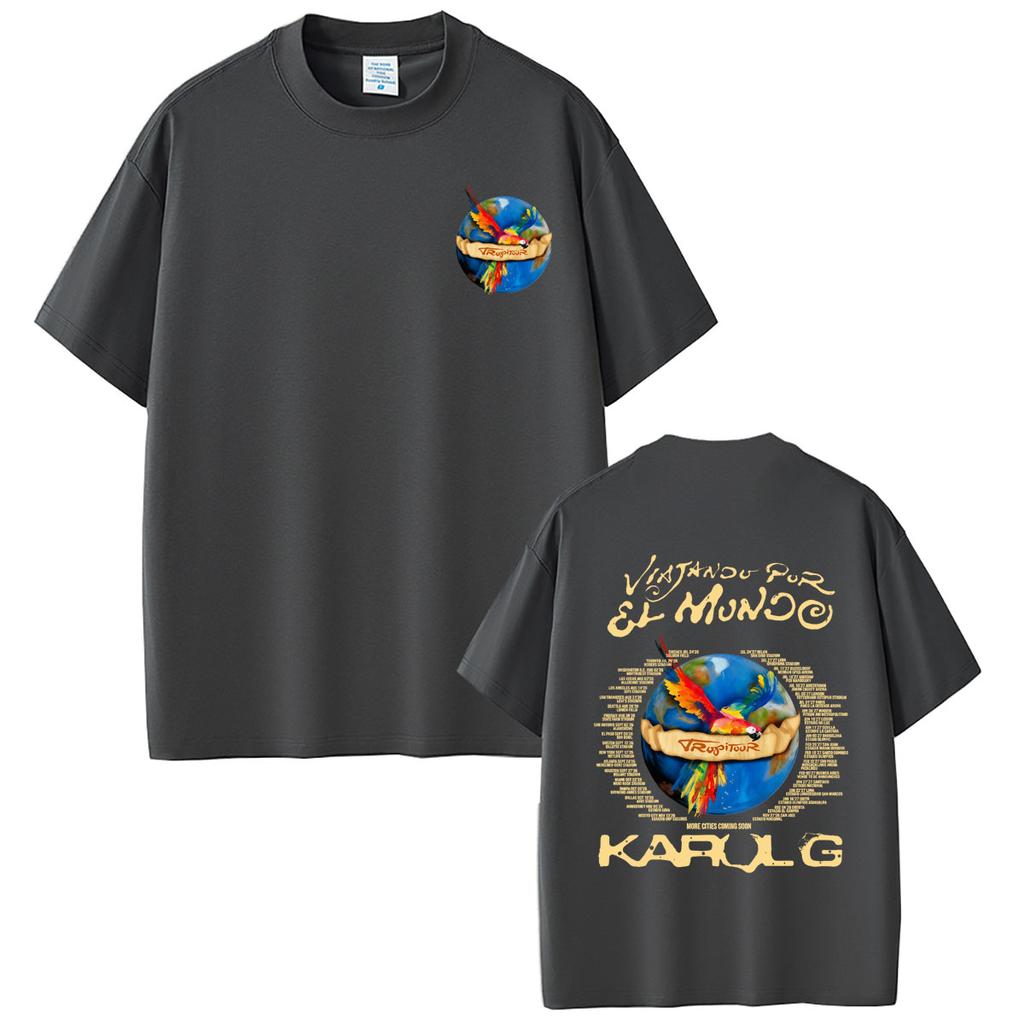 Hot Sale Karol G Viajando Por El Mundo Tropitour 2026 Tshirt Unisex Women Fashion Aesthetic Streetwear Unsiex Soft Cotton Tshirt