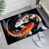 Crystal Velvet Two Different Color Koi Print Carpet for Bedroom, Living Room, Home Decor, Non-Slip Mat, Bedside Rug, Off