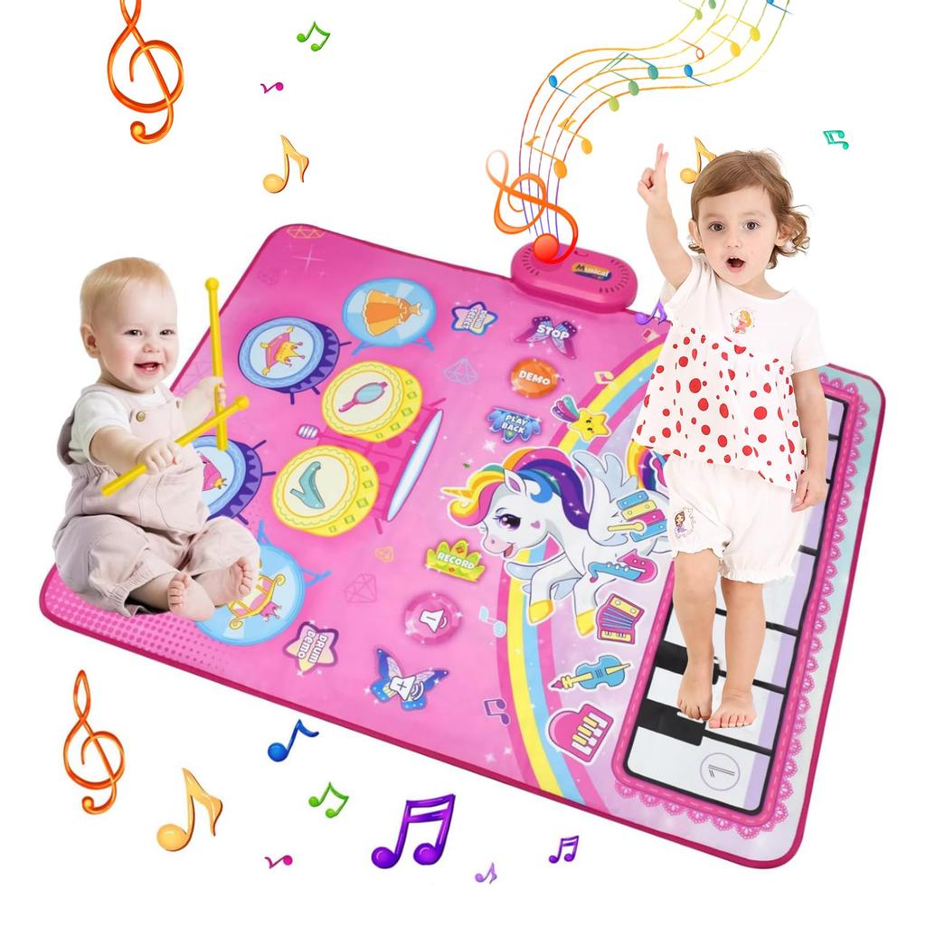 Piano Mat Toy Drum Set Multifunctional Music Mat Foldable Music Mat 8 Keys 17 Demo Songs 8 Types of Instrument Sounds Recording Playback Volume
