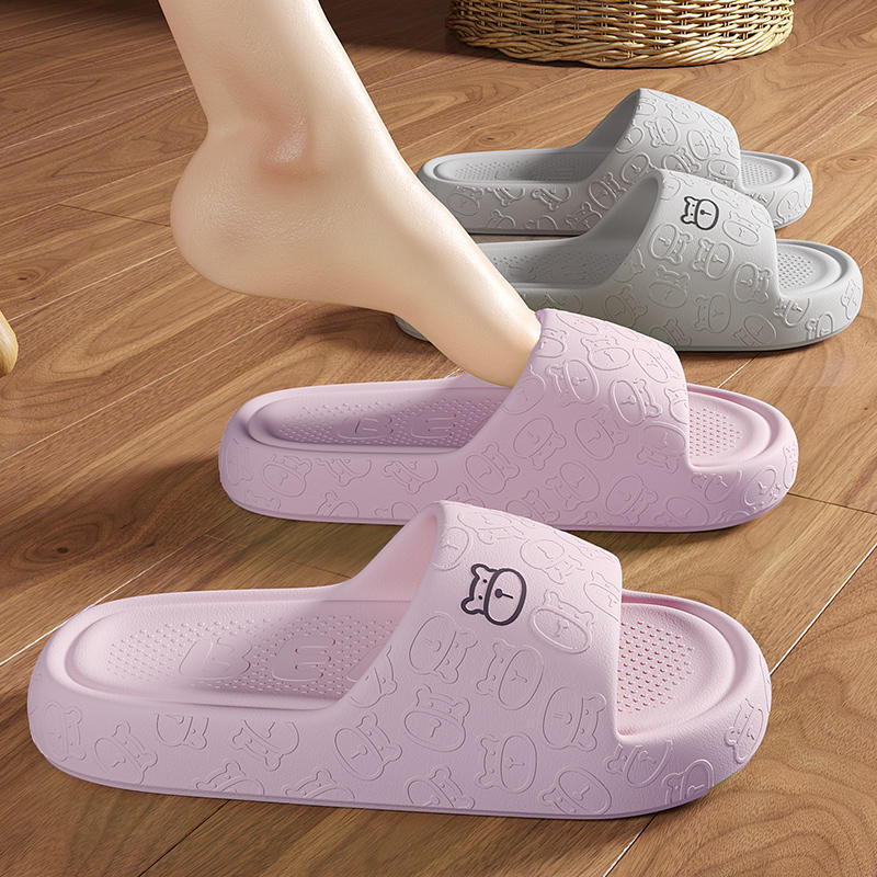 Outdoors Summer Women Men Flat Thick Platform Slippers Non-Slip Cartoon Home Bath Sandals Beach Slides Couples Ladies Shoes