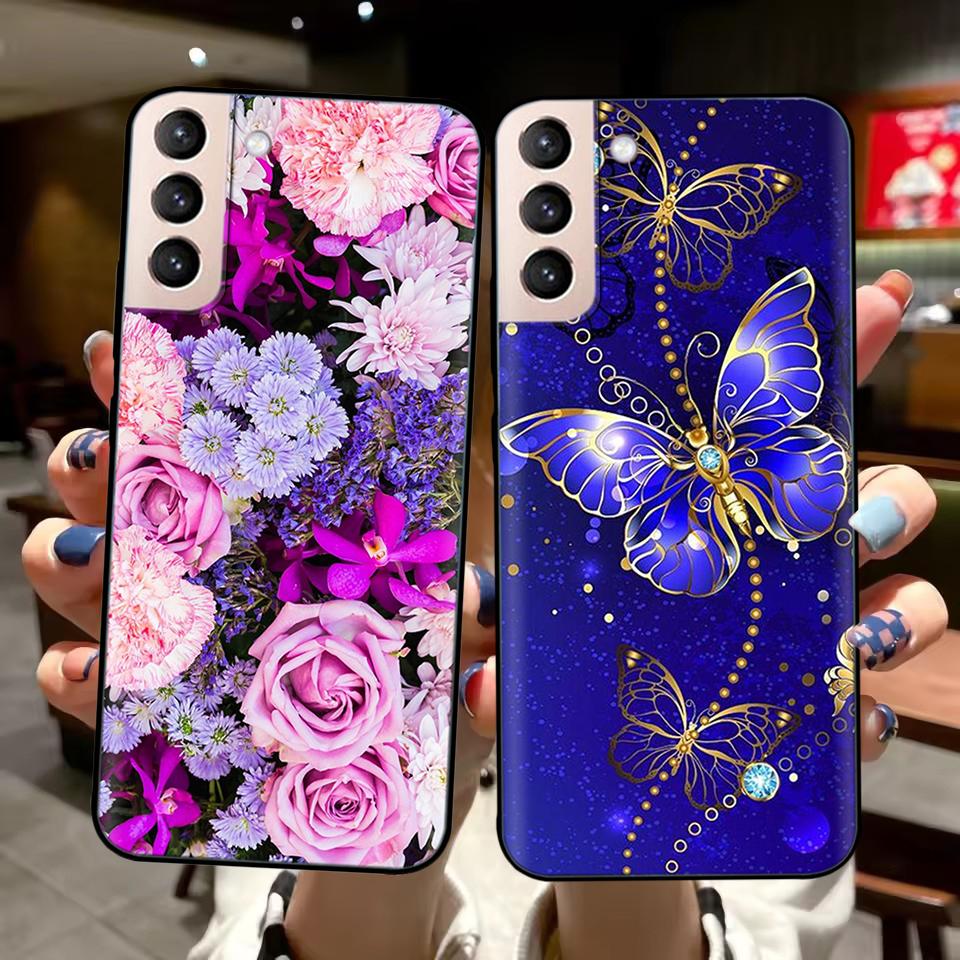 Для Samsung Galaxy S21 Plus Чехол S21 ULTRA Сердце-Бабочка Фунда Для Samsung S21 FE Чехол S 21 Защита Жидкий Силиконовый Чехол