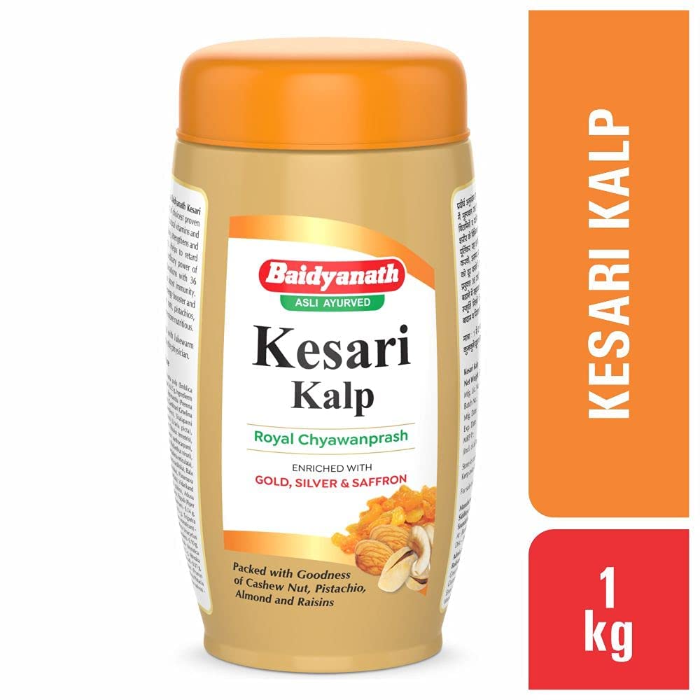 Baidyanath Кесари Кальп Чаванпраш 1 кг | Премиальный аюрведический тоник с шафраном, суварна бхасмой, орехами и травами для энергии, иммунитета и жизненной силы