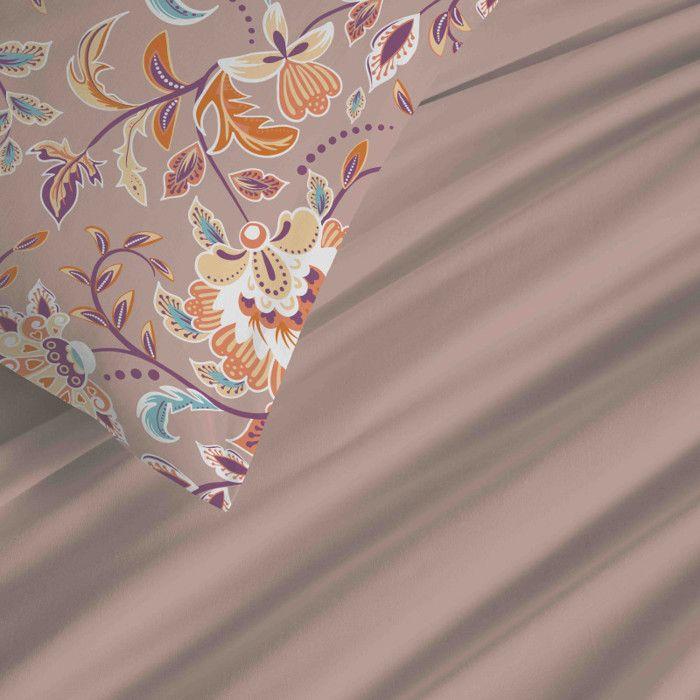 Pack complet housse de couette réversible "Vanessa" 6 pièces pour lit 180 x 200 "King Size" Bergame Nude