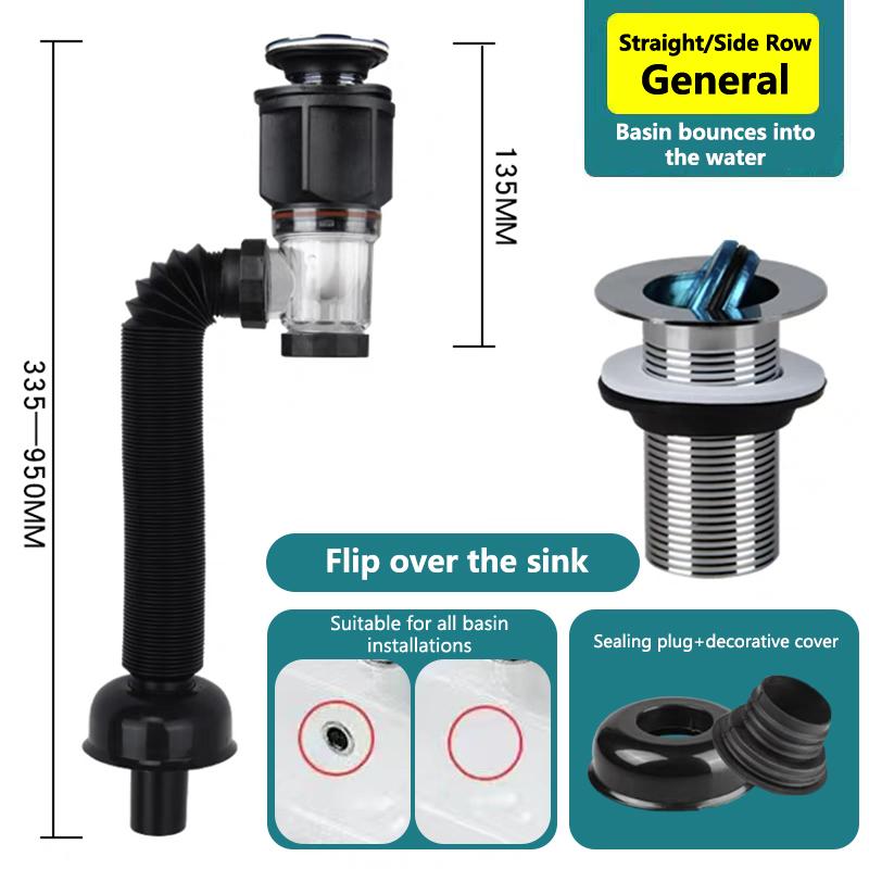 1Set Bathroom Kitchen Sink Drain Pipe Kit Flexible Expandable Anti-Odor Sink Drain Pipe Accessories