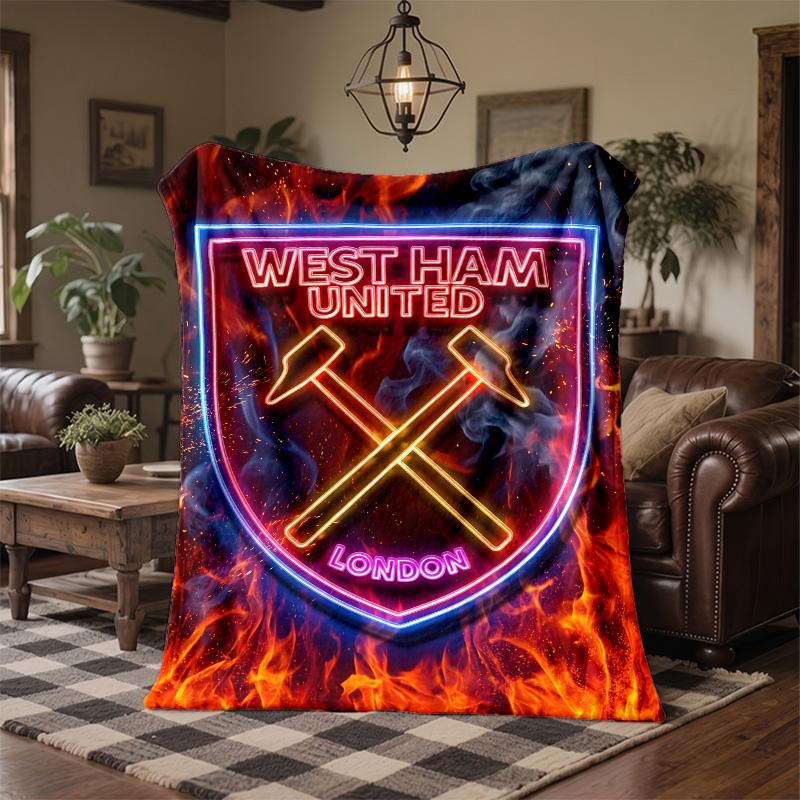 West Ham United Football Print Flannel Blanket Soft Warm Sofa Bed Throw Blanket For Home Office Bedroom