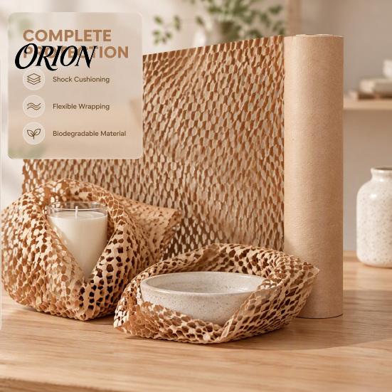 Protective Cushioning for Vases Honeycomb Packing Paper Roll, Fragile Items Shock Absorbing Packaging Wrapping Ceramics Supply, Sustainable