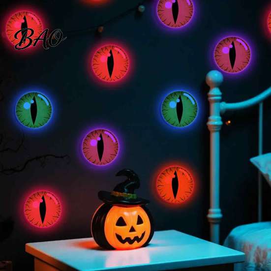 Holloween Party Supplies 12/16Pcs Halloween 3D Lighted Eyes Decoration, Glowing Spooky Eye Wall Sticker, LED Creepy Window Decorations Light-Up Decor