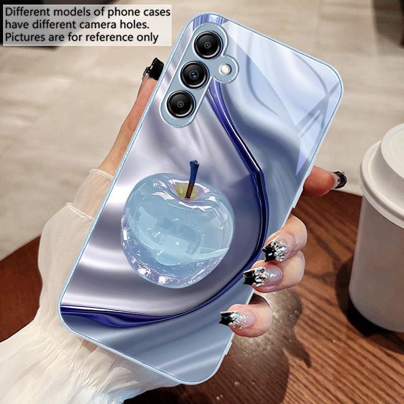 Прозрачный цветной яблочный чехол из стекла для Samsung Galaxy A14 4G 20 30 52 20S 21S 22 32 33 34 42 50 51 53 54 70 71 72 73 5G