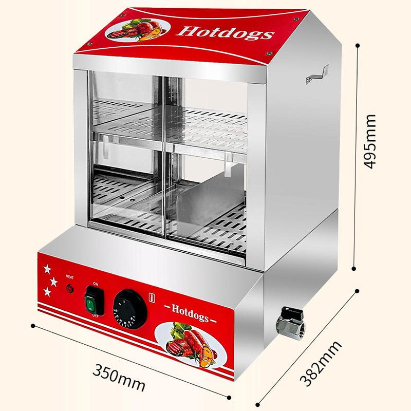 27L Commercial Hot Dog Warmer, Electric Sausage Display Case, Fried Chicken Shop Food Display Case, Multi-Temperature Control