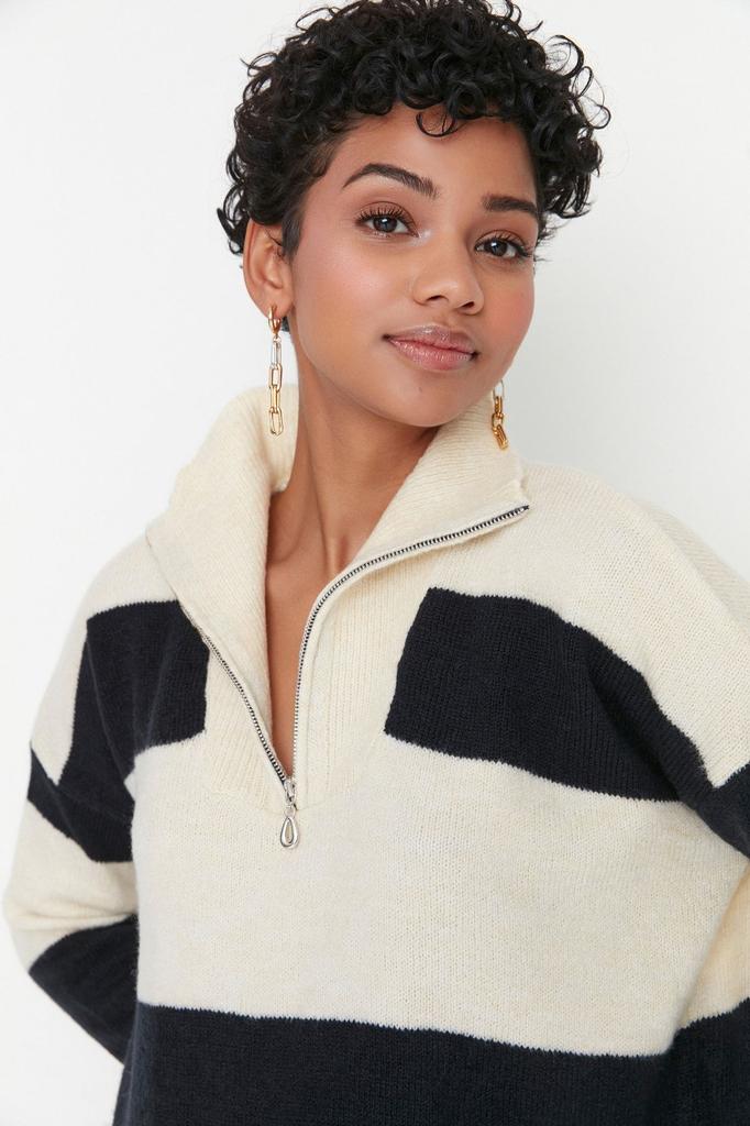 Женский модный стильный свитер, широкий крой, мягкий текстурированный трикотаж на молнии, свитер