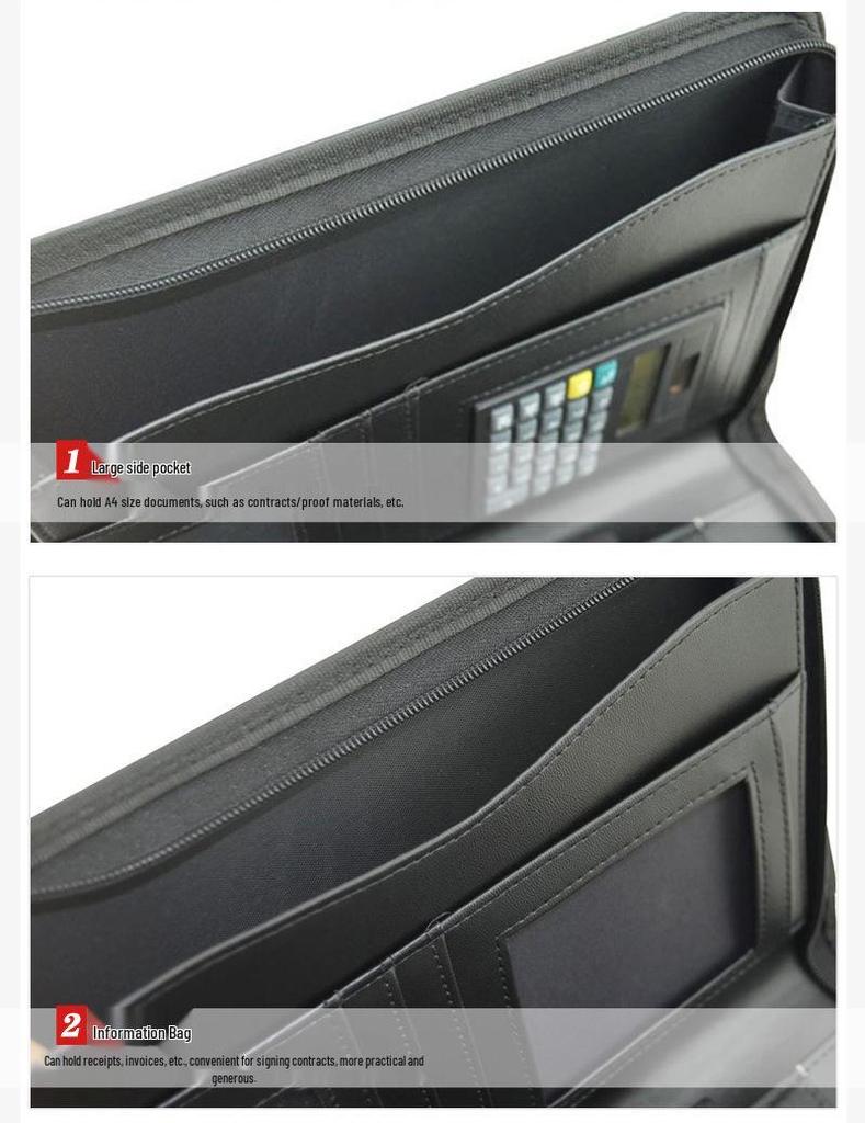 Современная многофункциональная PU бизнес-папка формата А5 на молнии, с калькулятором и зажимом для документов менеджера по продажам, готовая к нанесению логотипа