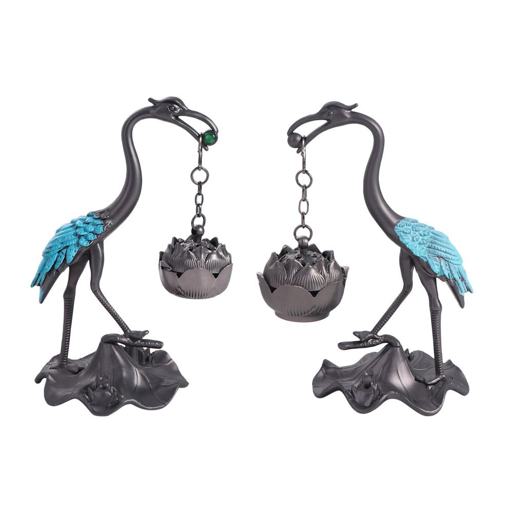 Цинк цинковый сплав ремесло Лотос журавль подвесная печь форма журавля антикварный подвесной поднос для благовоний чайный зал