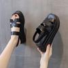 Muffin Sandals Women's Summer 2025 New Small Fragrant Wind Thick Sole Height Increase Small Versatile Velcro Women's Sandals