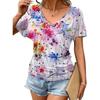 Женская модная футболка с V-образным вырезом, коротким рукавом и 3D-принтом, летние удобные спортивные топы