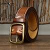 Fashionable Retro Leather Belt for Men Genuine Leather Pure Cowhide Copper Buckle Casual Jeans Belt