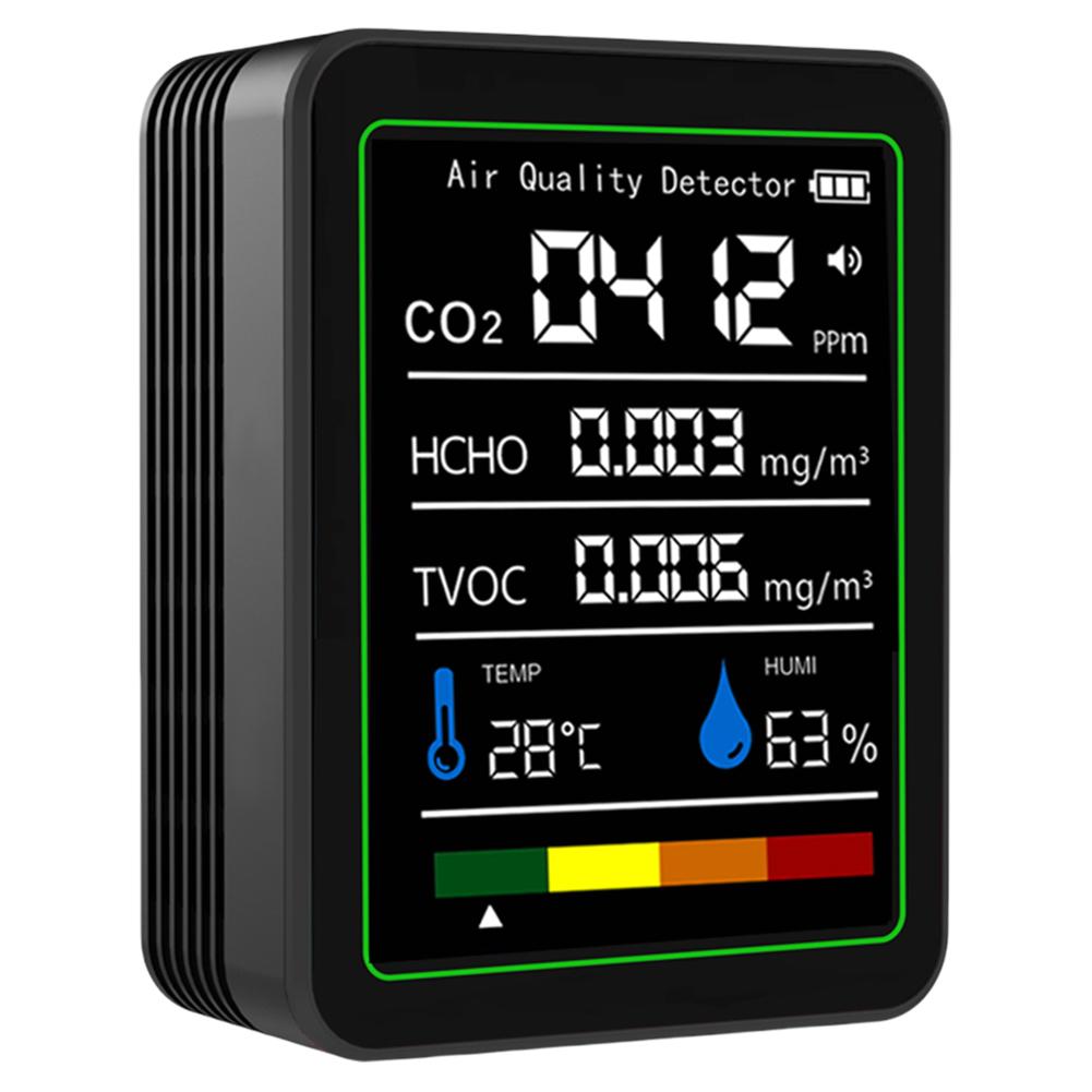 Монитор формальдегида 5 в 1 Цифровой дисплей Детектор углекислого газа Перезаряжаемый через USB Монитор качества воздуха CO2 для дома, офиса