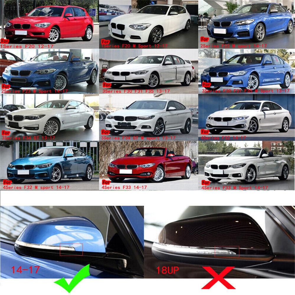 2x Glossy Black Rear View Mirror Cover For BMW F20 F21 F30 F31 F32 F34 F36 I3 X1