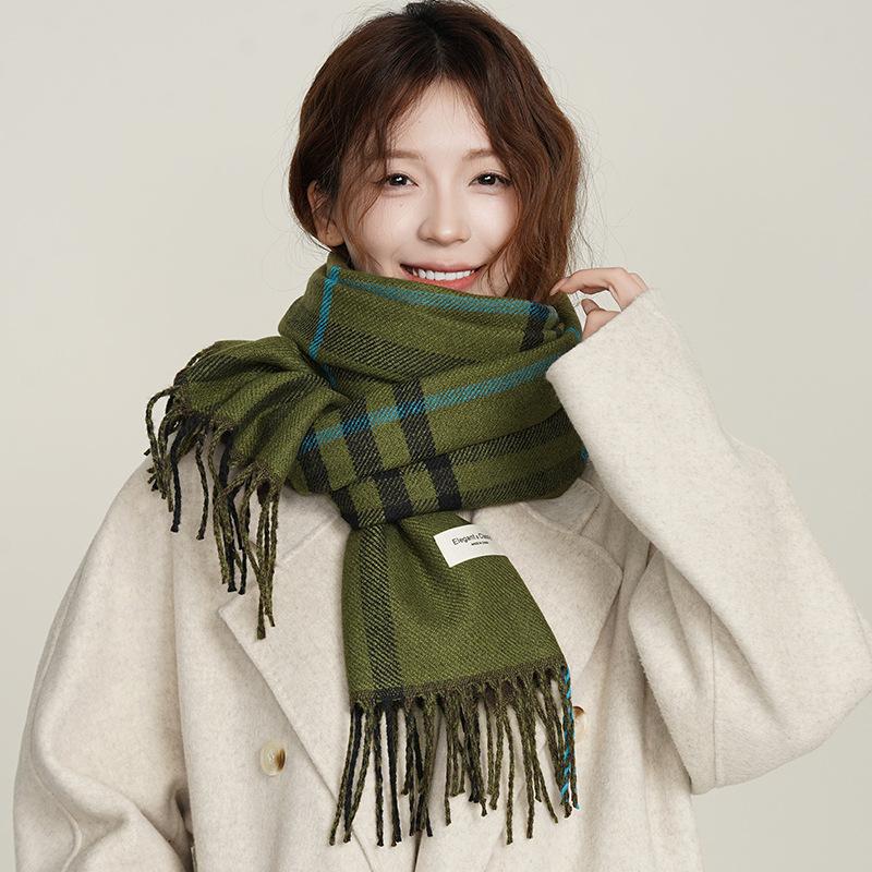Autumn And Winter Cashmere Long Scarf British Babag Fashion Scarf Neck Protection Warm Soft Waxy Color Matching Shawl