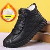 Winter Warm Men Boots Leather Wool Fur Outdoor Snow Boots Handmade Waterproof Working Non-slip Ankle Boots