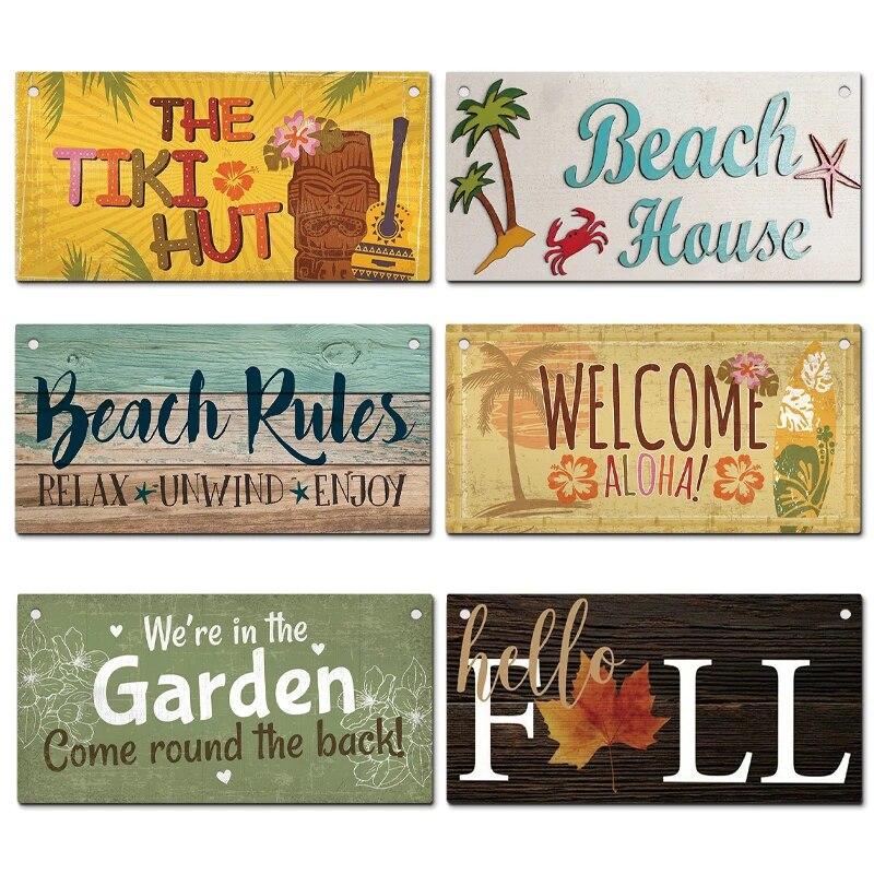 Садовые деревянные вывески, дверные цветы, зеленое растение, настенный декор, добро пожаловать в фермерский дом, пляж, домашняя комната, настенная табличка с бесплатной веревкой