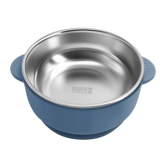 Детская миска для кормления, двухслойная миска для риса из нержавеющей стали с присоской, суповая миска без бисфенола А, контейнеры для еды с двойной ручкой