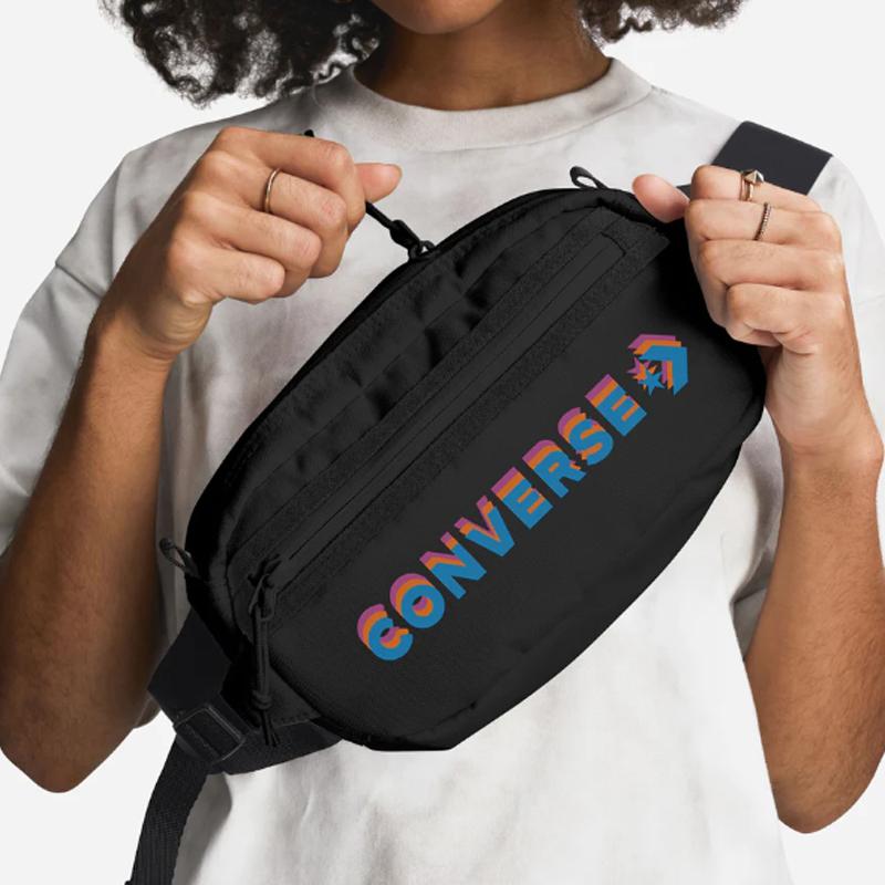 Converse Полиэстер Сумка-слинг Через плечо Поясная сумка Обычная Унисекс Черный 10023820-A01