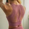 Women's Medium Mesh Support Cross Back Wirefree Removable Cups Sport Bra Tops Freedom Seamless Yoga Running Sports Bras