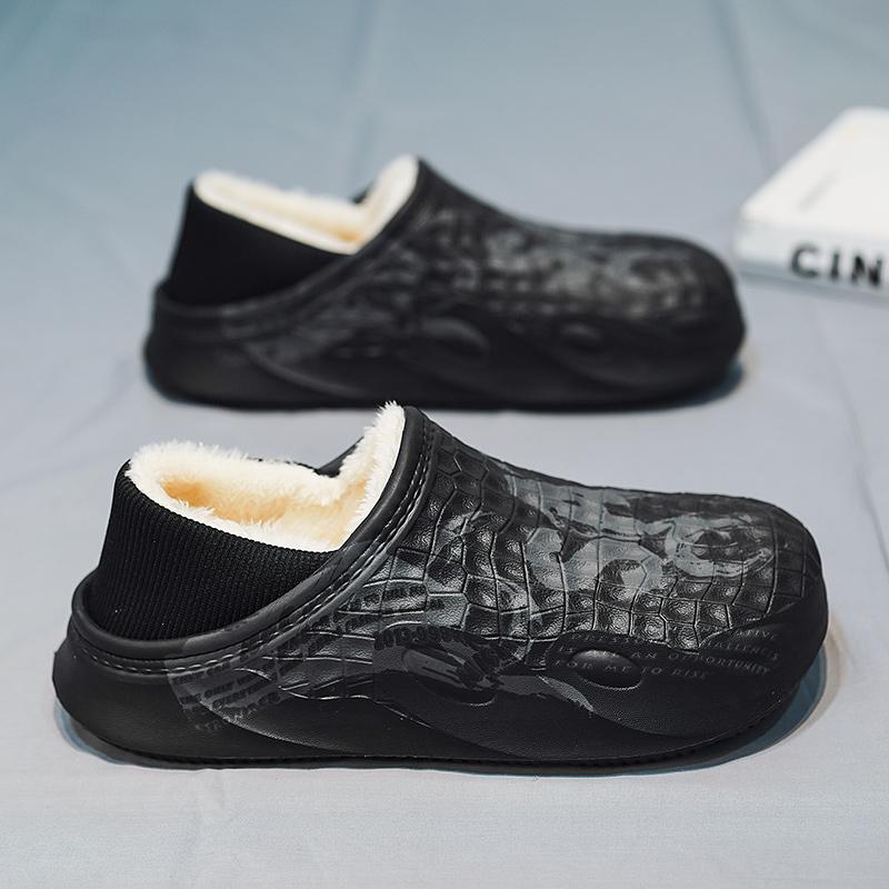 Cotton Slippers Men's Winter Thick-soled Feces-slip Non-slip Warm Cotton Shoes for Home Wear with Bags and Men's Wool Slippers