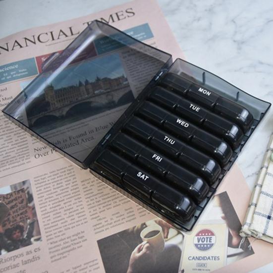 Еженедельный органайзер для таблеток 4 раза в день, 28 отделений, прочный, прозрачный, черный, для путешествий на 7 дней, контейнер для хранения таблеток и капсул