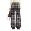 Women's Plaid High-Waist Wide-Leg Casual Pants