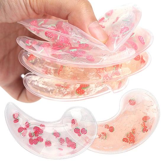 2 шт. Гелевый пакет со льдом для глаз с клубникой, снимающий отечность, темные круги, покраснение, усталость глаз, холодный/горячий компресс, многоразовая охлаждающая маска для области под глазами