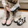 Small Leather Shoes Bow Cute Mary Jane Shoes 2025 New Loli Women Sweet Lace Edge Thick Heel Buckle Leather Shoes