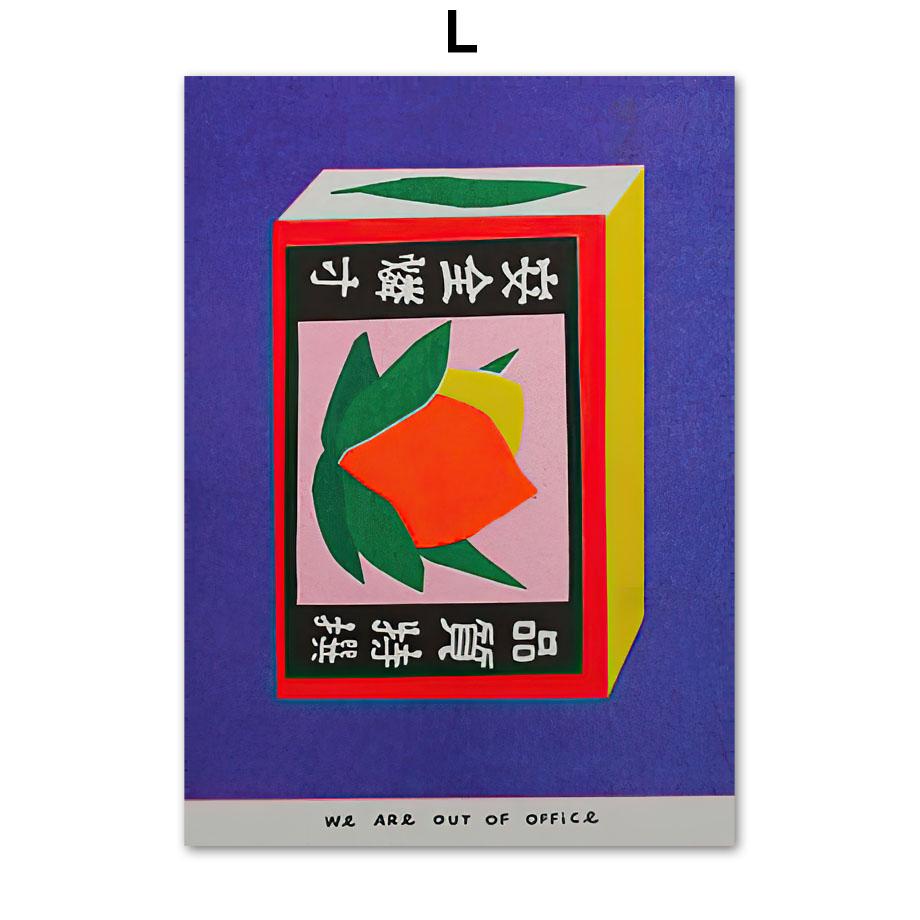 Japanese Pink Cherry Blossom Ink Canned Sardine Tomato Wall Art Painting Nordic Poster Packaged Print Pictures Living Room Decor