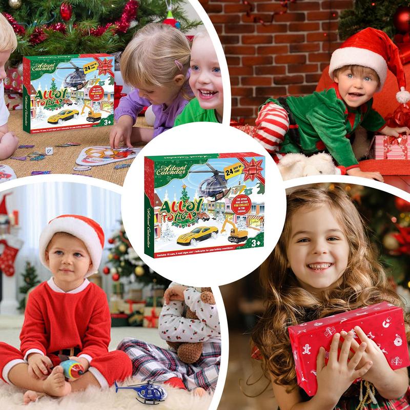 Рождественский Адвент-календарь 24X Календарь обратного отсчета Сплавные автомобили с откатными механизмами Декоративные многофункциональные Адвент-календари Декорации для вечеринок