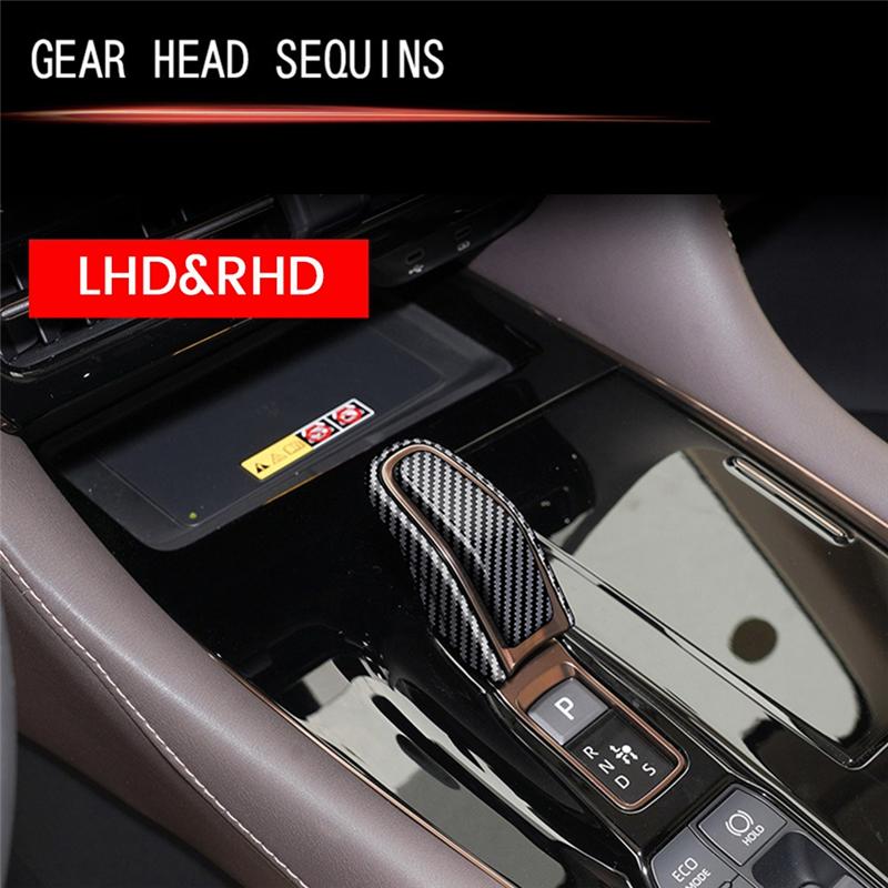 For Toyota ALPHARD/VELLFIRE 40 Series + Car Gear Shift Knob Head Cover Trim Decorative Sticker Carbon Fiber Pattern Parts-A8