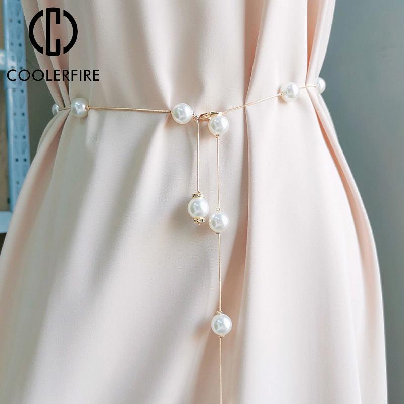 Belt for Women Fashion Designer Belt Luxury Gold Silver Chain Pearl Fringes Hip Waist Accessories Sexy Tassel Circle Strap AL090