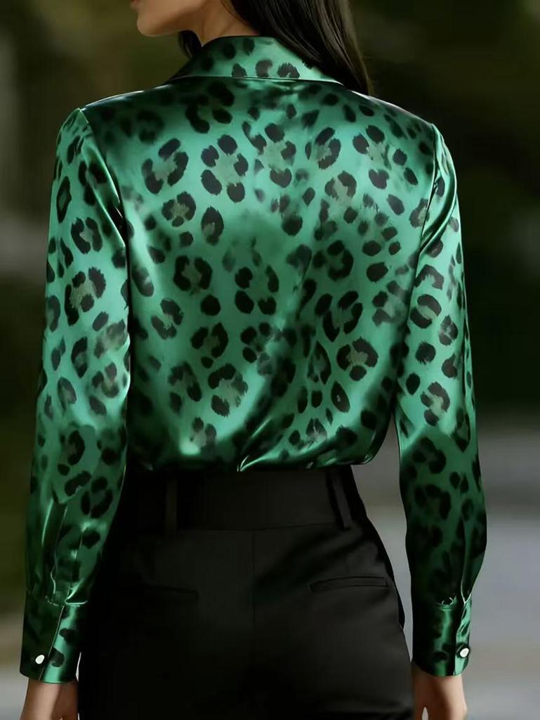 2026 Модная женская повседневная рубашка с леопардовым принтом в европейском и американском стиле - Коллекция Весна/Осень