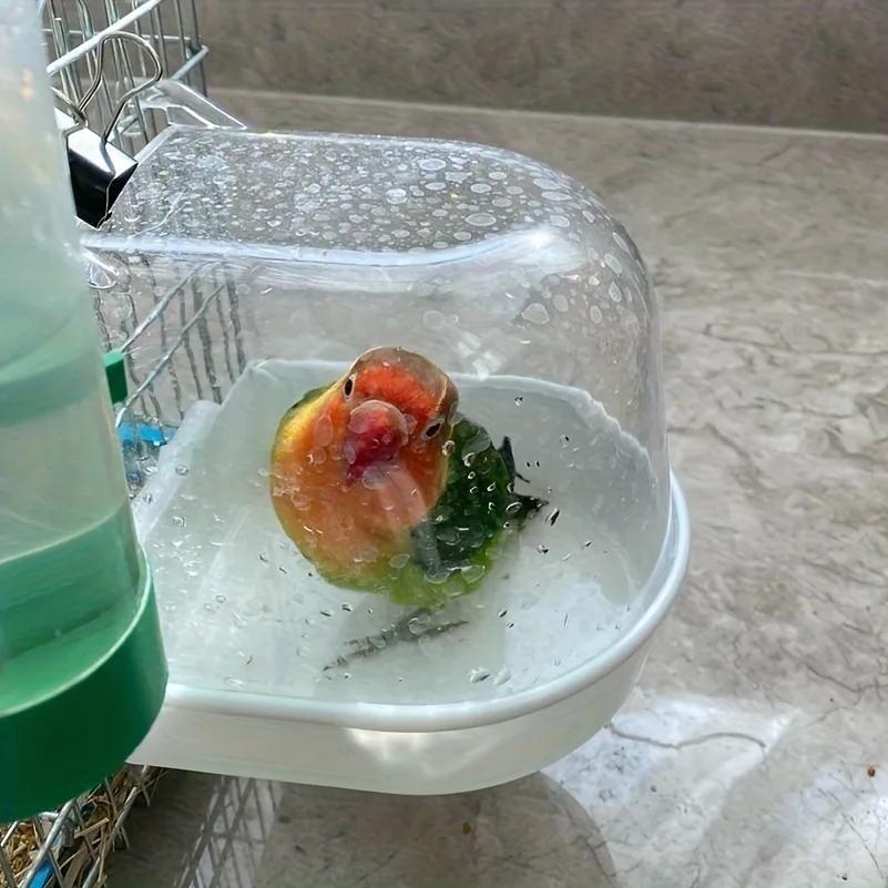 Прозрачная купальня для птиц - брызгозащитная душевая кабина из ПП для попугаев, неразлучников и конуров с ручкой для удобного захвата