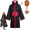 Naruto Akatsuki Tobi Cosplay Full Set: Obito Uchiha Costume with Coat, Mask, Shoes & Jade Ring – Perfect for Cosplay Events