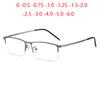 Half Frame Square Myopia Glasses For Men Vintage Anti Blue Light Shortsighted Prescription Eyeglasses 0 -0.5 -0.75 To -6.0
