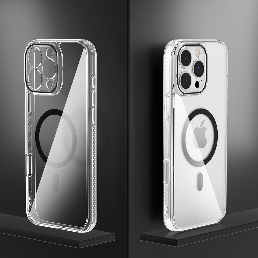 Для iPhone 16 Pro Max Чехол Кристально Прозрачный ТПУ+ПК Защитный Чехол Совместимый с MagSafe