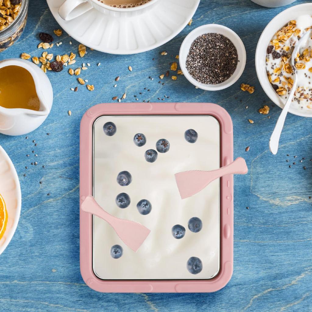 Ice Cream Maker Yogurt Rolls Tray DIY Fun Parent Child Activities Stainless Steel Multipurpose