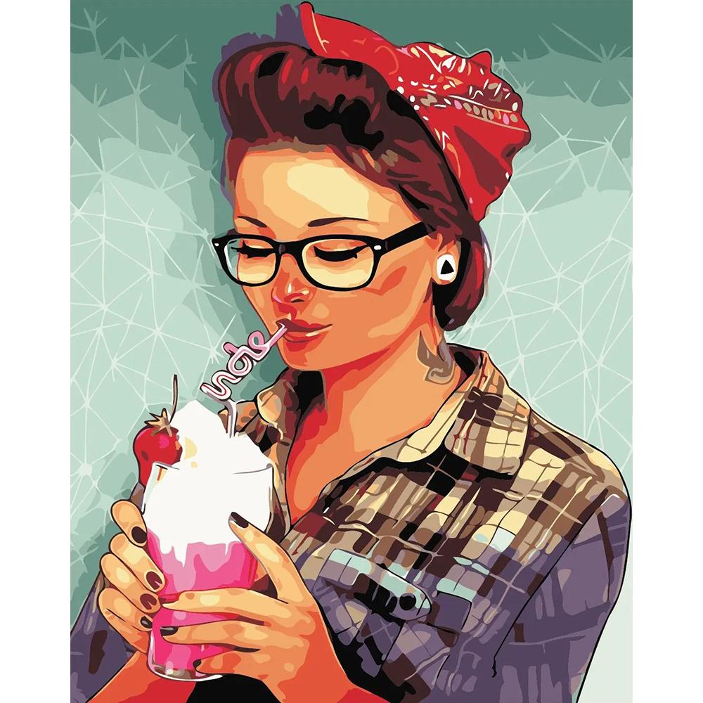 Безрамная картина, сделай сам, картина по номерам, женская раскраска по номерам, акриловая картина на холсте, ручная роспись, искусство рисования