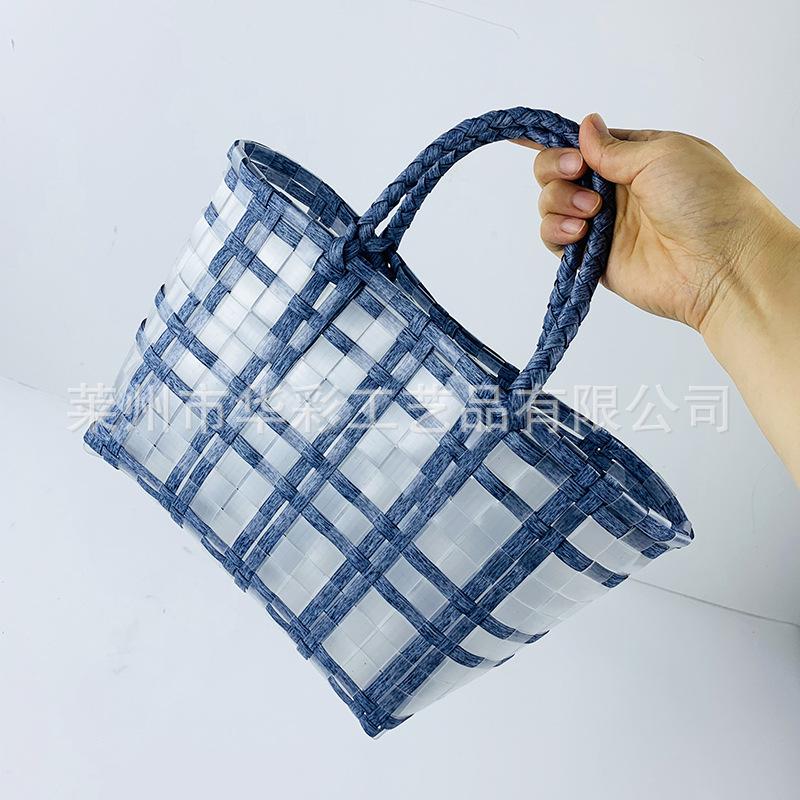 Jelly Woven Handbag Transparent Souvenir Basket Shopping Basket Beach Handbag Vacation Bento Jelly Bag